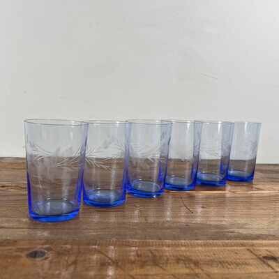 Set of Blue Drinking Glasses Japan, 1940s-50s.