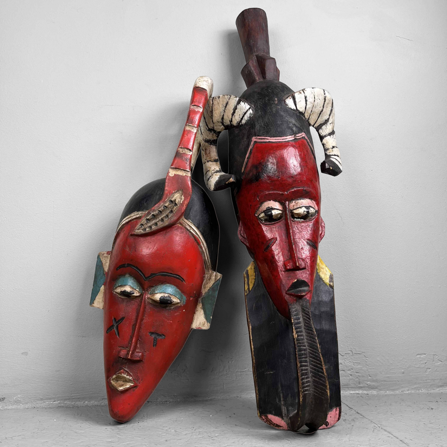 Set Vintage Guro Maskers Ivoorkust Set Vintage Guro Maskers Ivoorkust