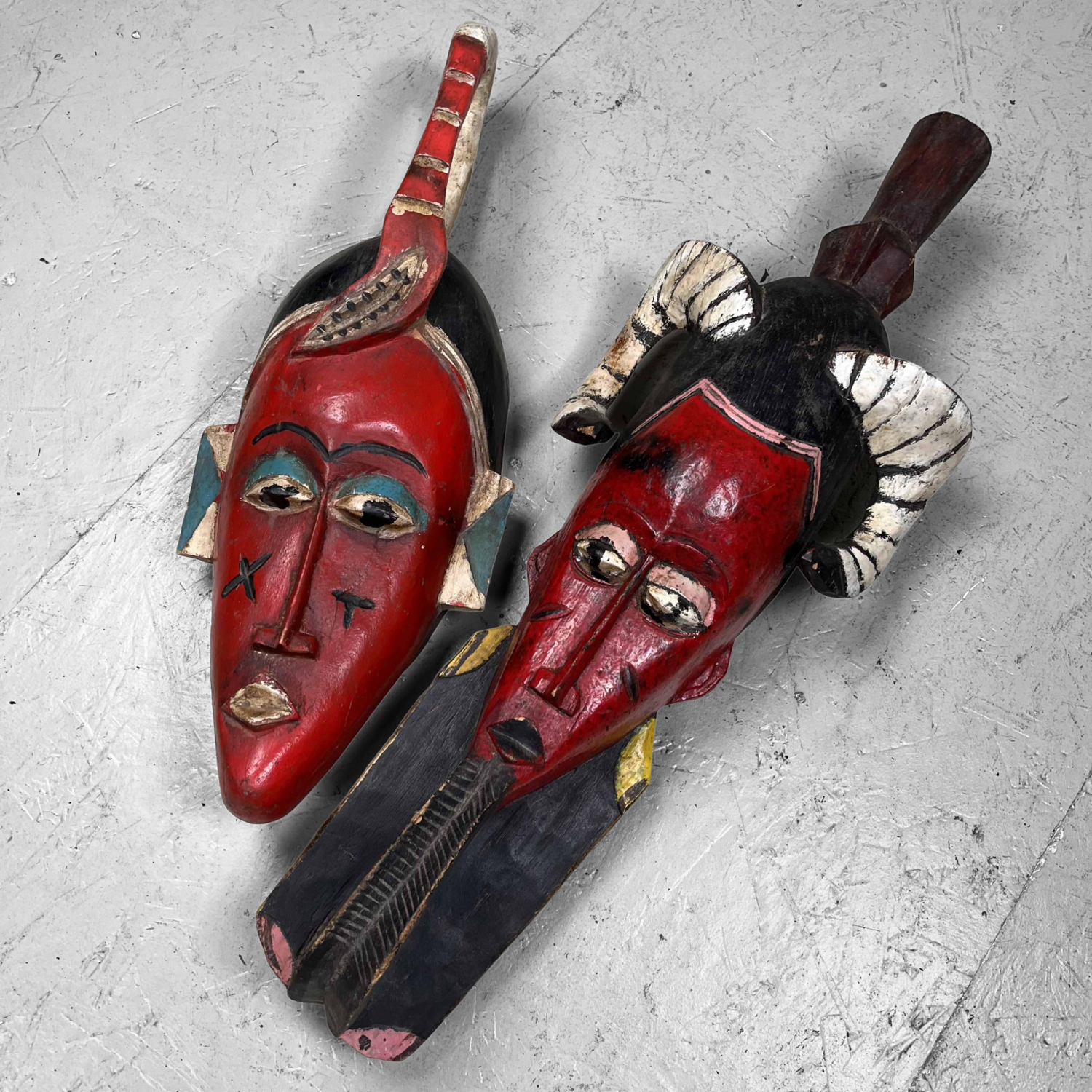 Set Vintage Guro Maskers Ivoorkust Set Vintage Guro Maskers Ivoorkust