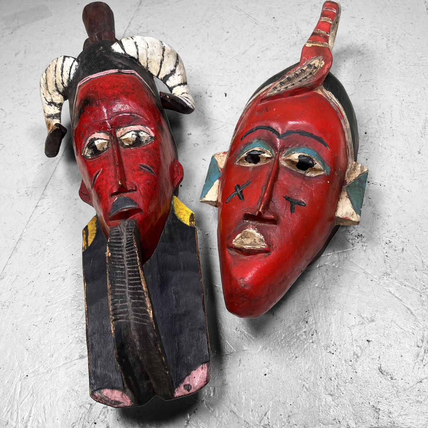 Set Vintage Guro Maskers Ivoorkust Set Vintage Guro Maskers Ivoorkust