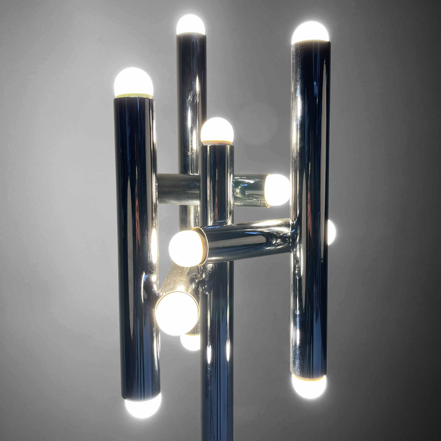Buisvormige Chrome Design Vloerlamp, Italy