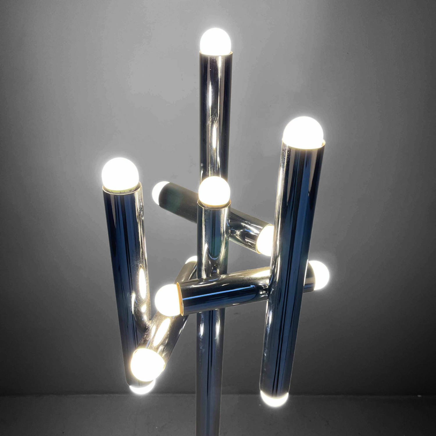 Buisvormige Chrome Design Vloerlamp, Italy