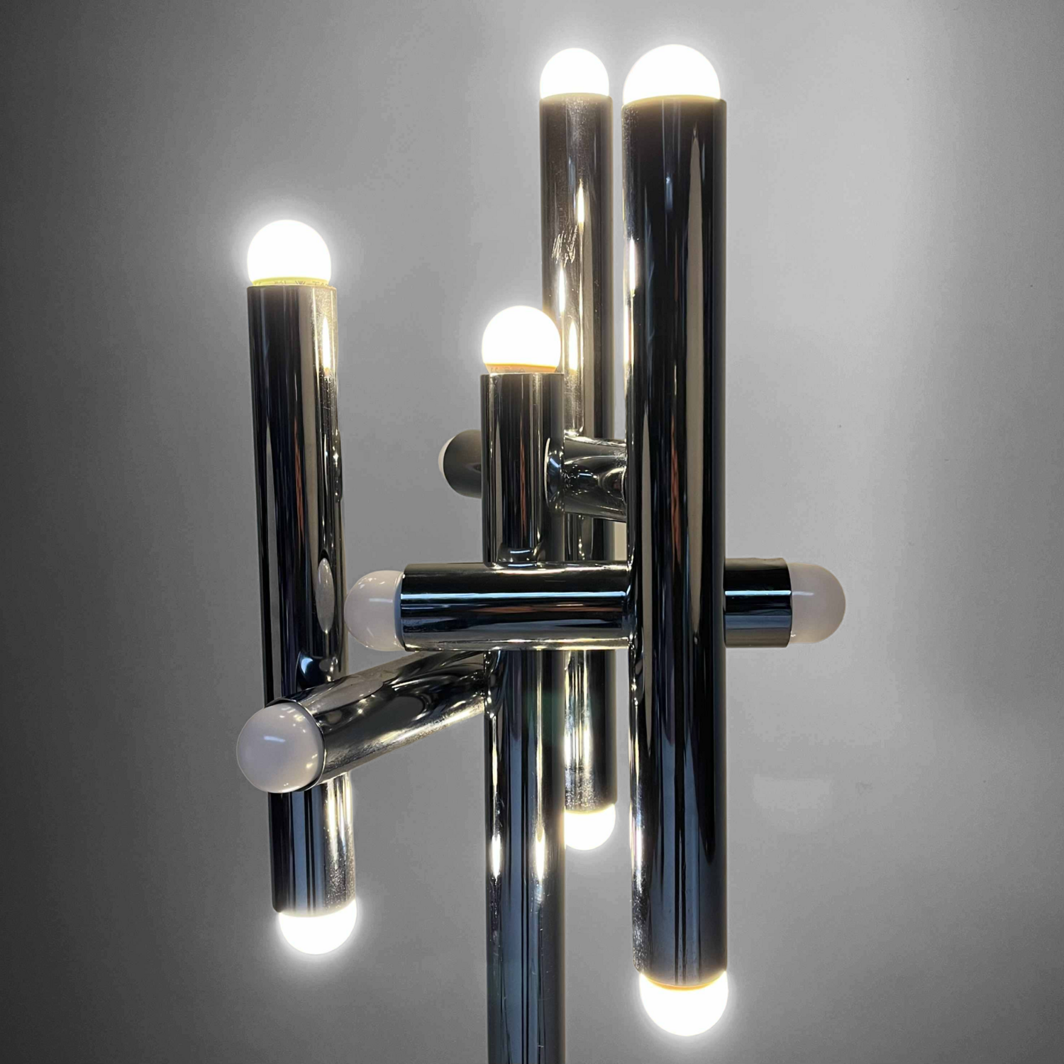 Buisvormige Chrome Design Vloerlamp, Italy