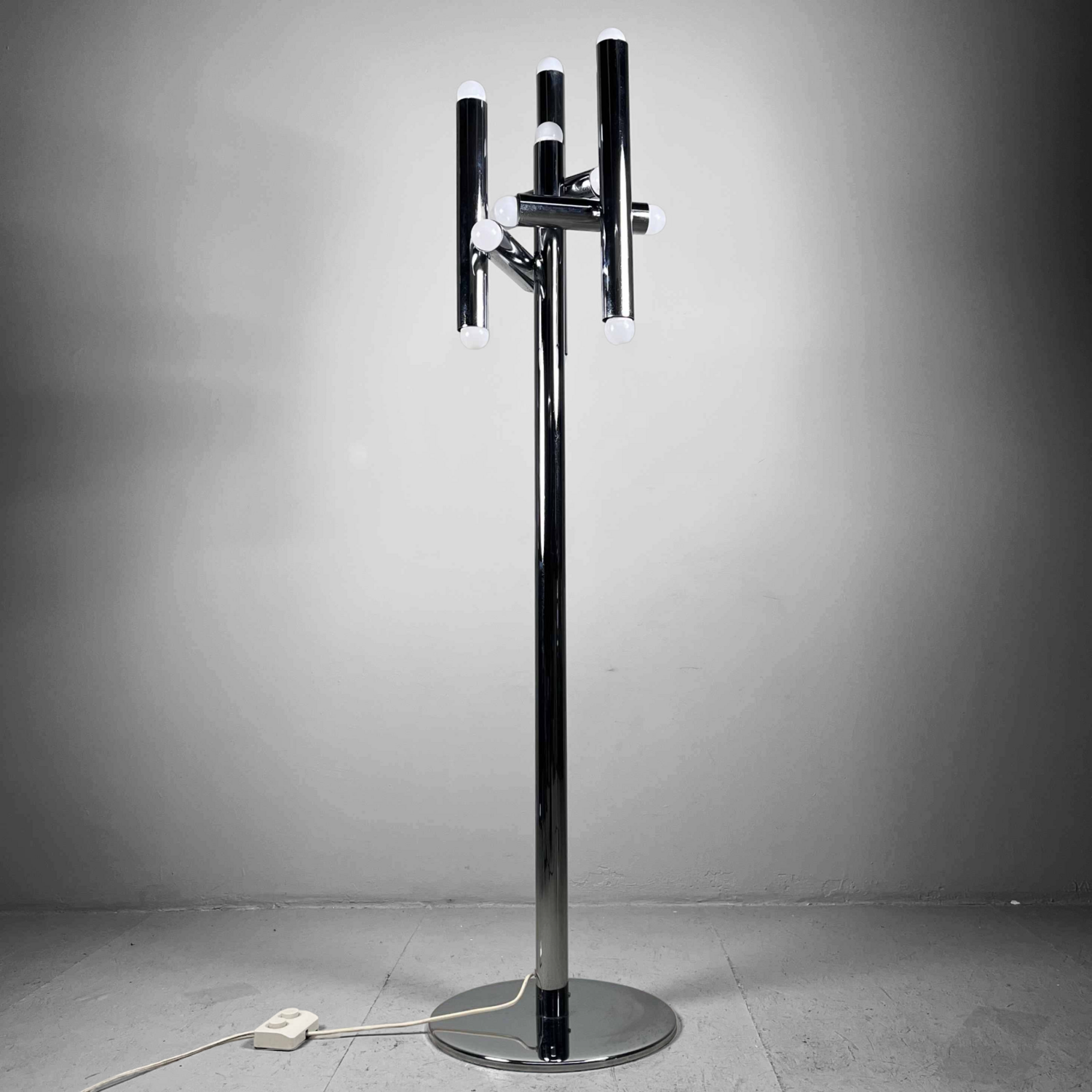 Buisvormige Chrome Design Vloerlamp, Italy