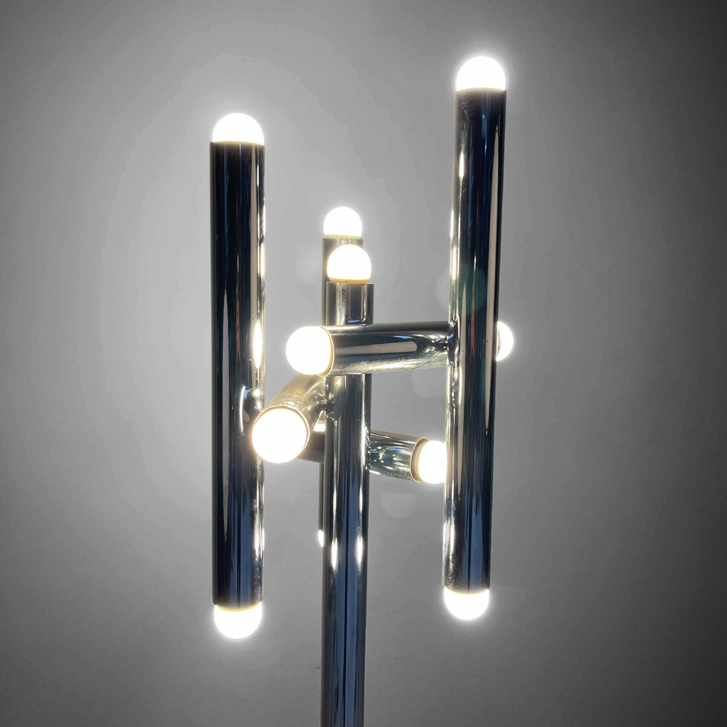 Buisvormige Chrome Design Vloerlamp, Italy