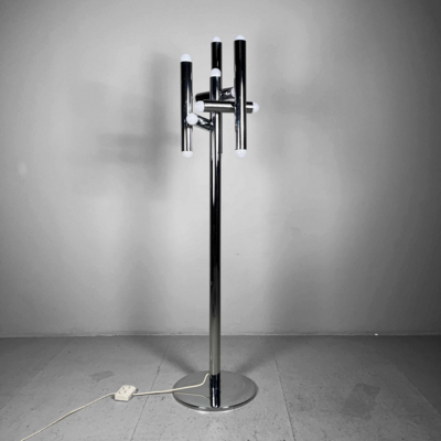 Buisvormige Chrome Design Vloerlamp, Italy