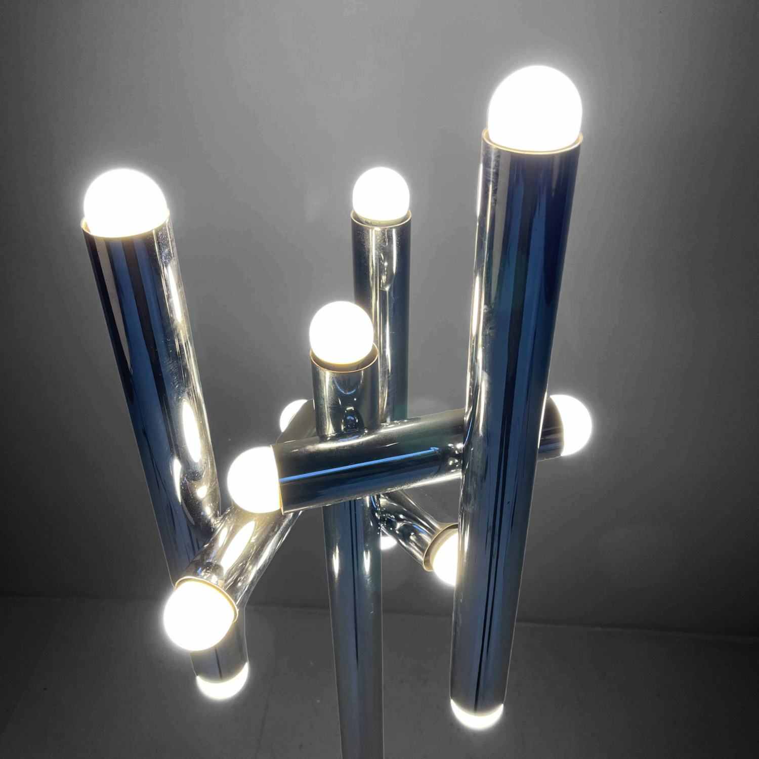 Buisvormige Chrome Design Vloerlamp, Italy