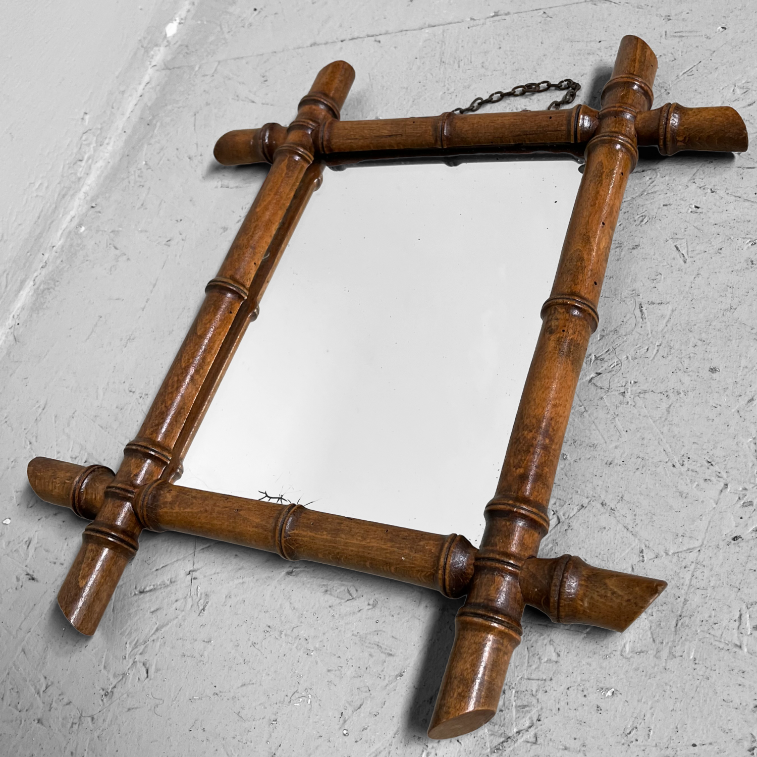 Vintage Faux Bamboo Mirror 50s