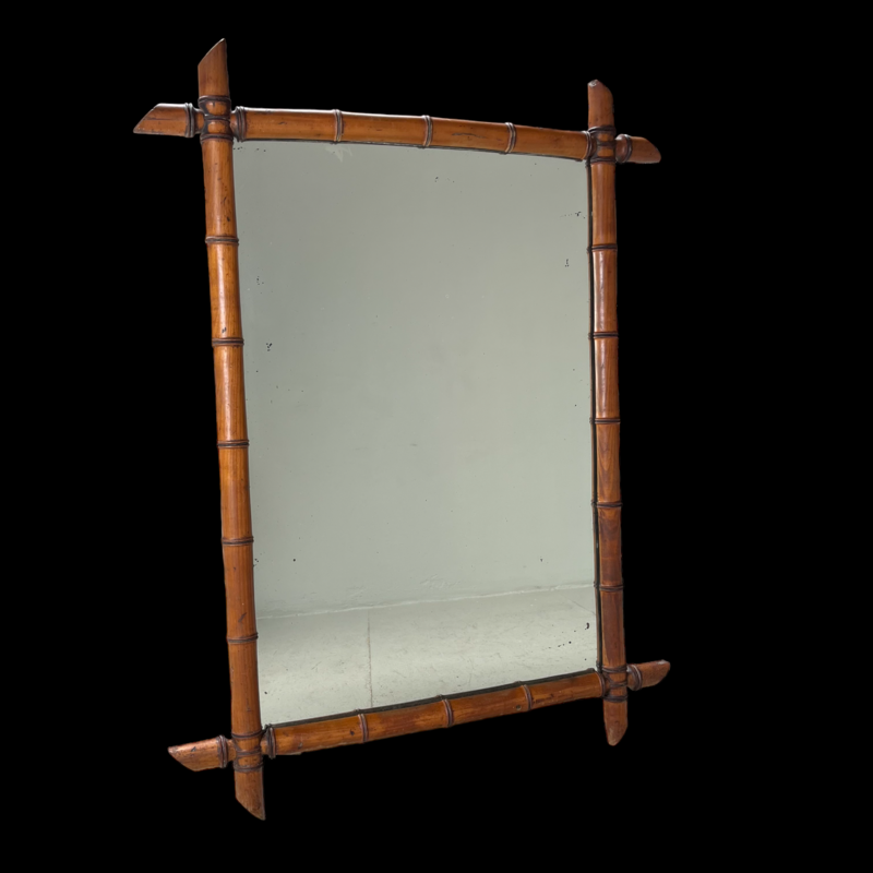Large Vintage Faux Bamboo Mirror 50s