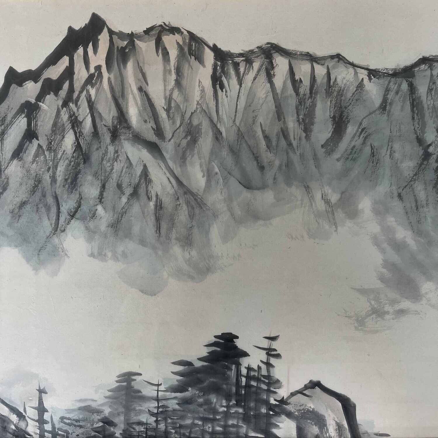 Muurdecoratie Berglandschap in inkt, Japan, vroege Shōwa.