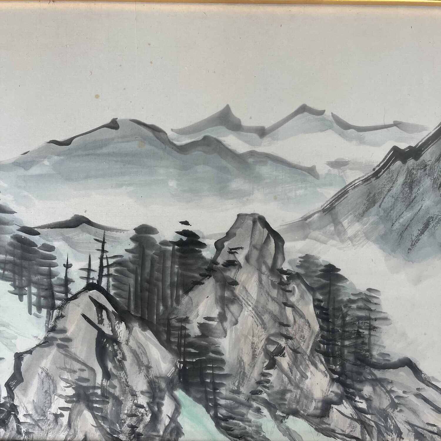 Muurdecoratie Berglandschap in inkt, Japan, vroege Shōwa.