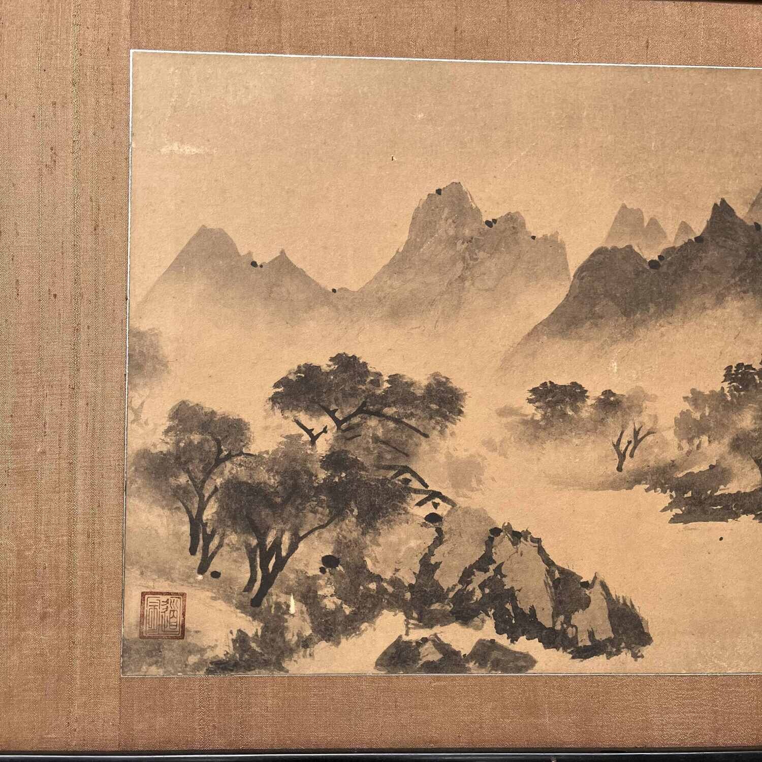 Japanse muurdecoratie 'Landschap', vroege Shōwa.