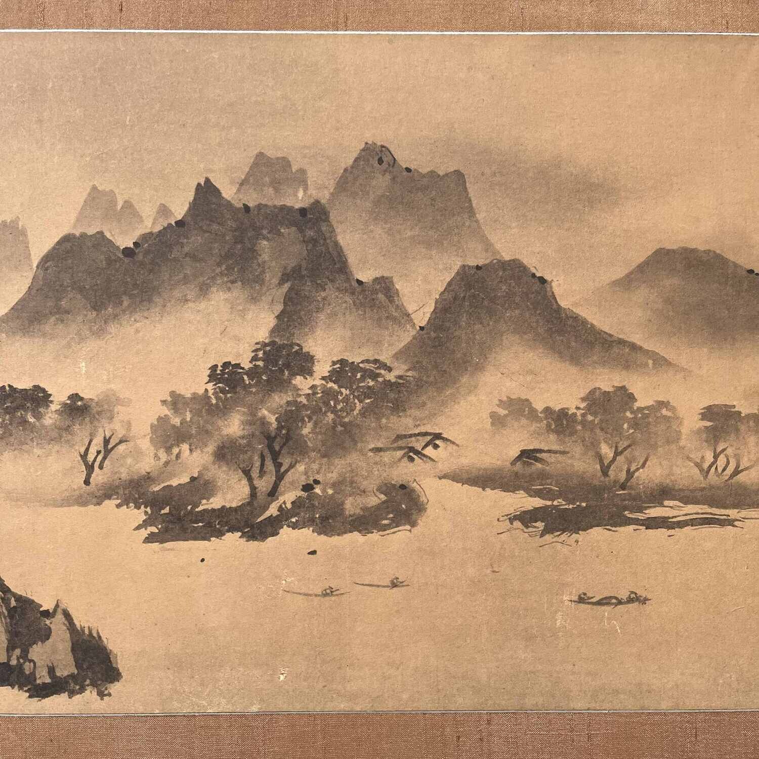 Japanse muurdecoratie 'Landschap', vroege Shōwa.