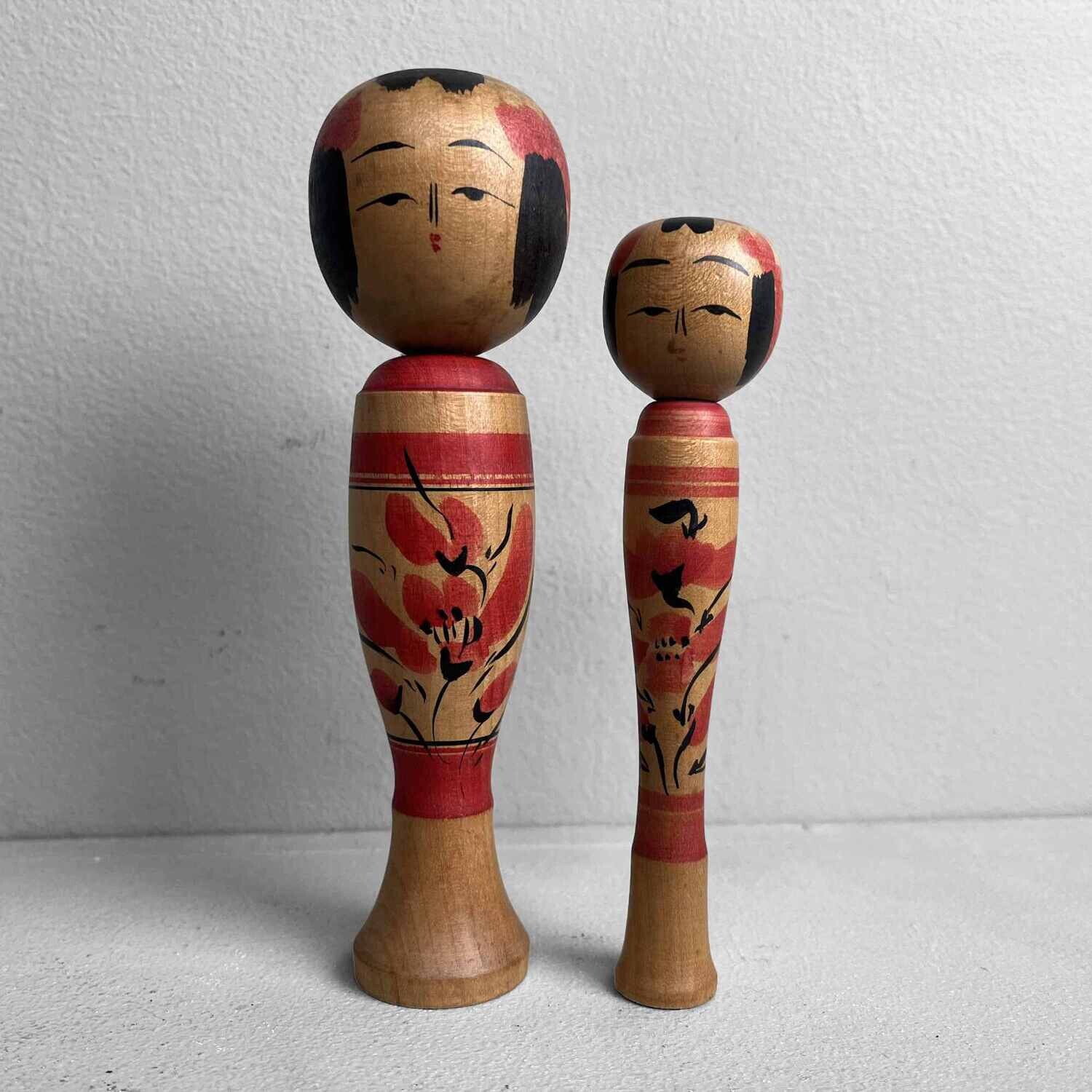 Dento vintage kokeshi set of 2
