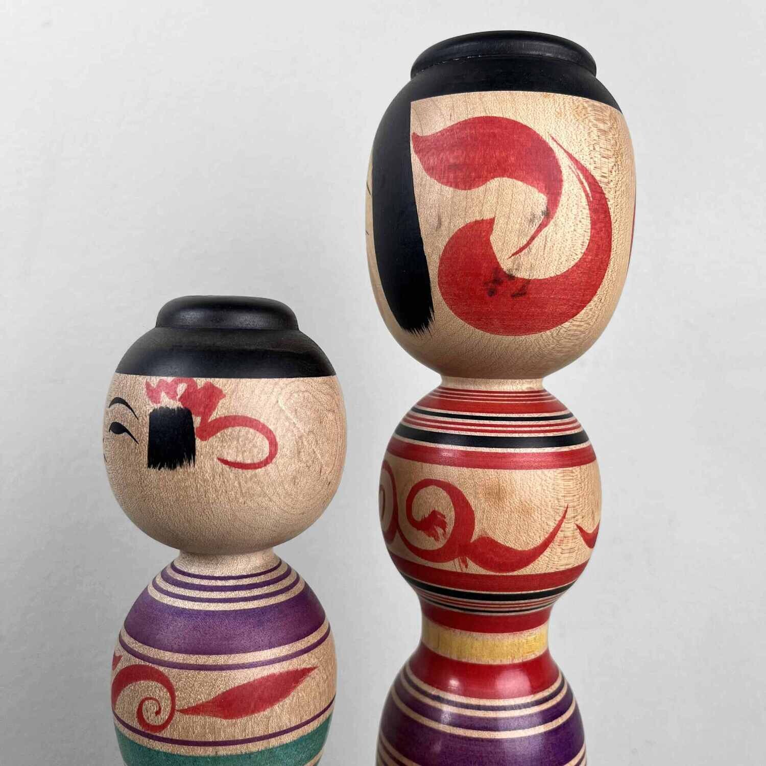 Tsugaru familie vintage dento kokeshi door Abo Masafumi en Abo Muchihide