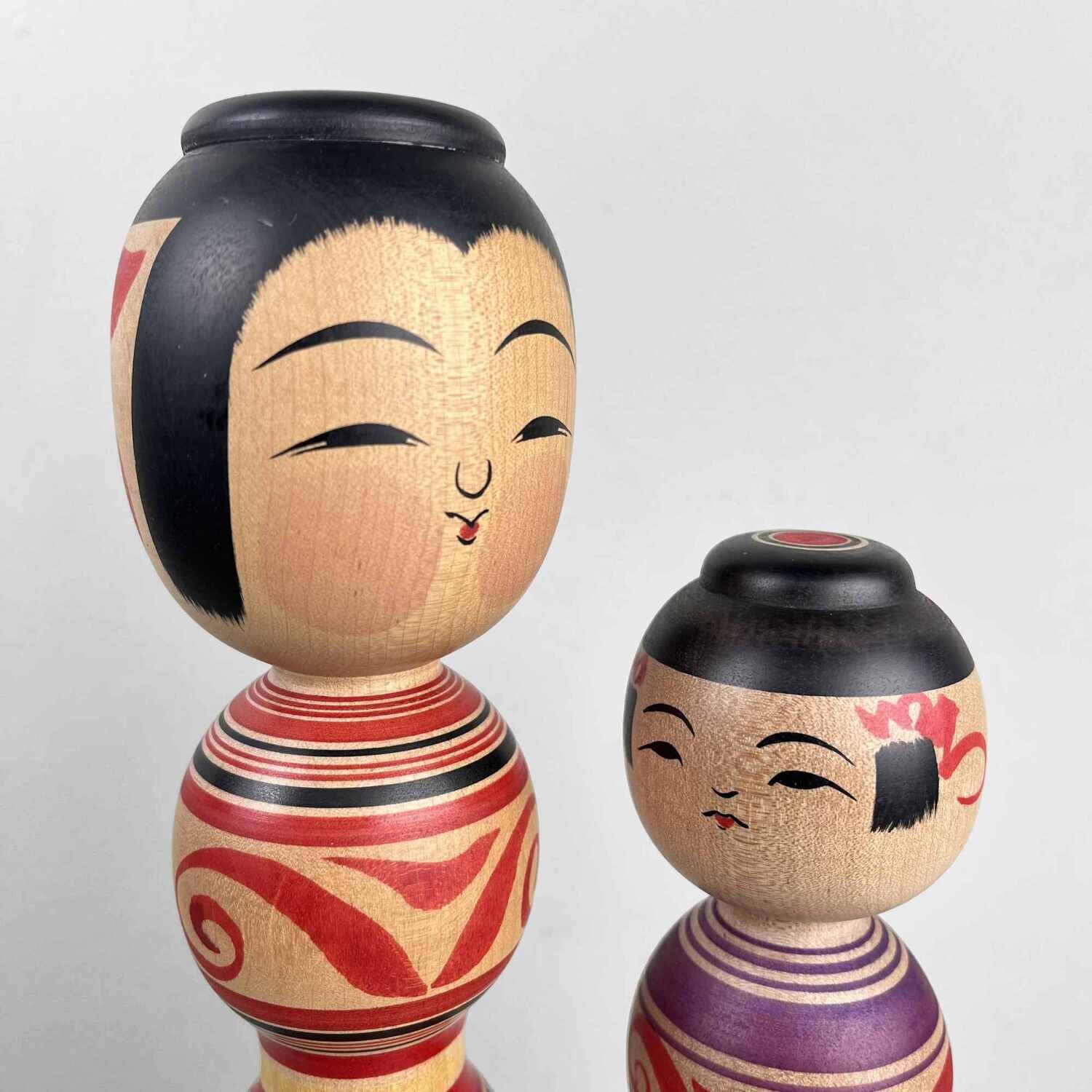Tsugaru familie vintage dento kokeshi door Abo Masafumi en Abo Muchihide