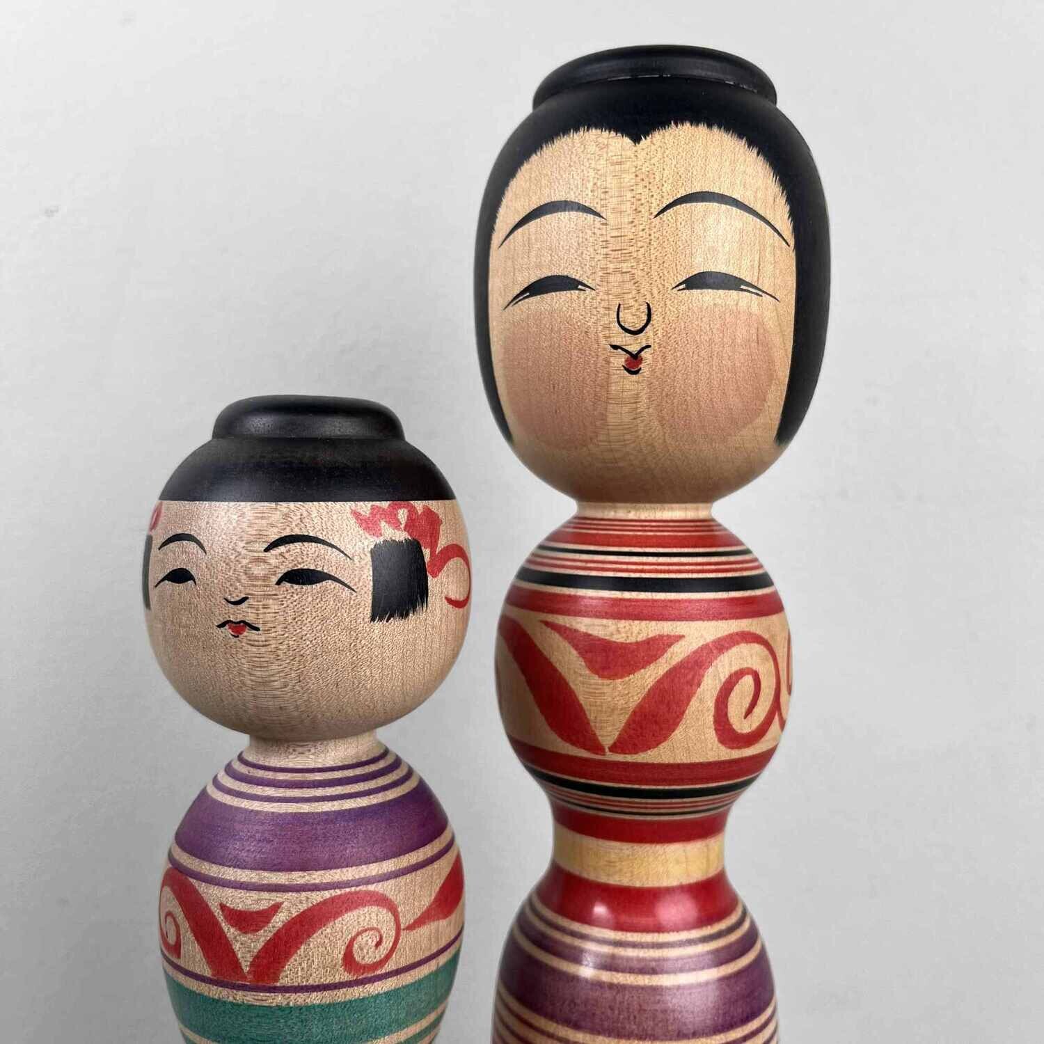 Tsugaru familie vintage dento kokeshi door Abo Masafumi en Abo Muchihide