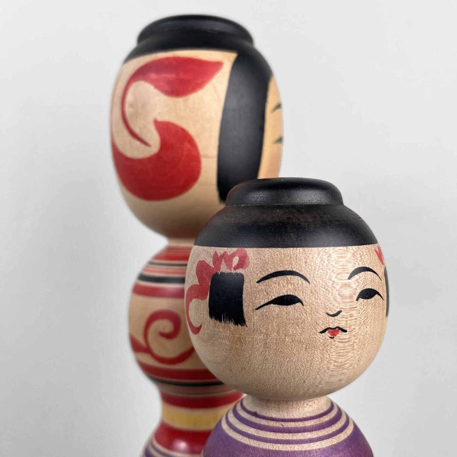 Tsugaru familie vintage dento kokeshi door Abo Masafumi en Abo Muchihide