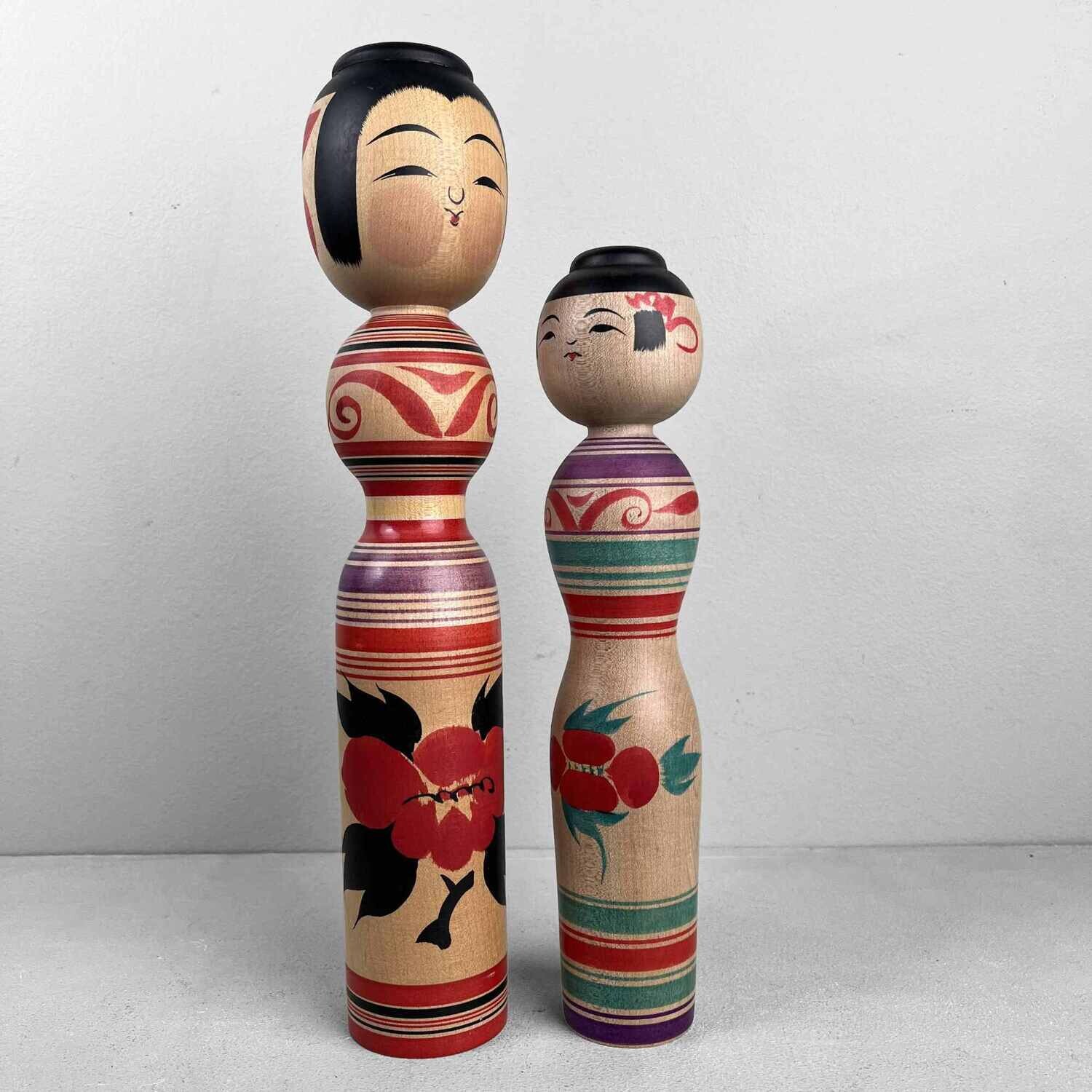 Tsugaru familie vintage dento kokeshi door Abo Masafumi en Abo Muchihide