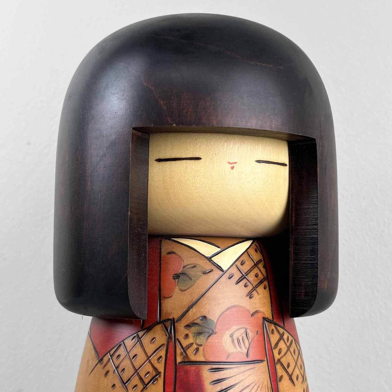 Vintage Sosaku Kokeshi door Usaburo met Originele Verpakking.