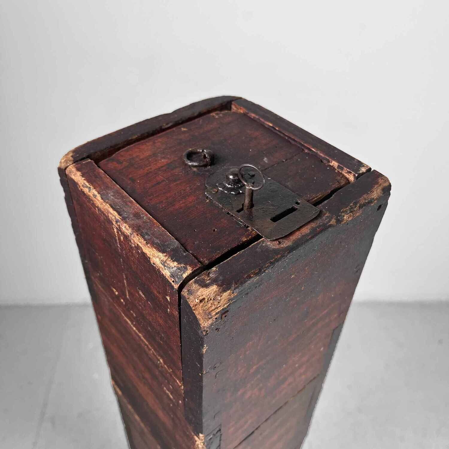 Antique Wooden Scroll Box, Japan, Meiji
