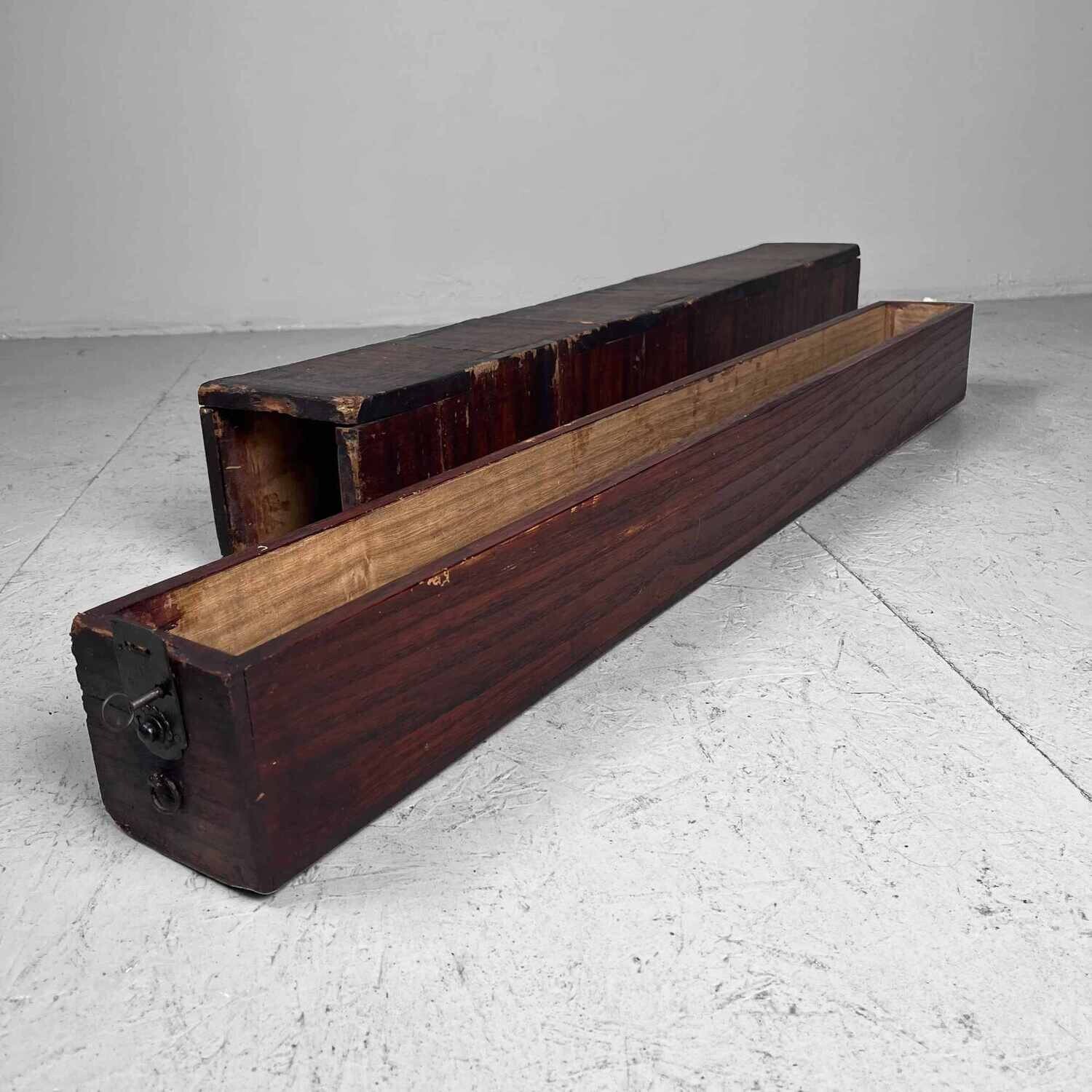 Antique Wooden Scroll Box, Japan, Meiji