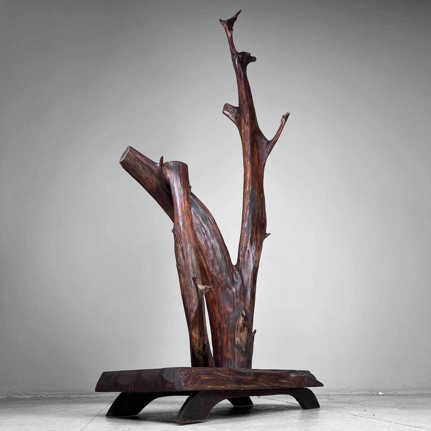 Houten Japanse Wabi Sabi Decoratie, jaren '40.