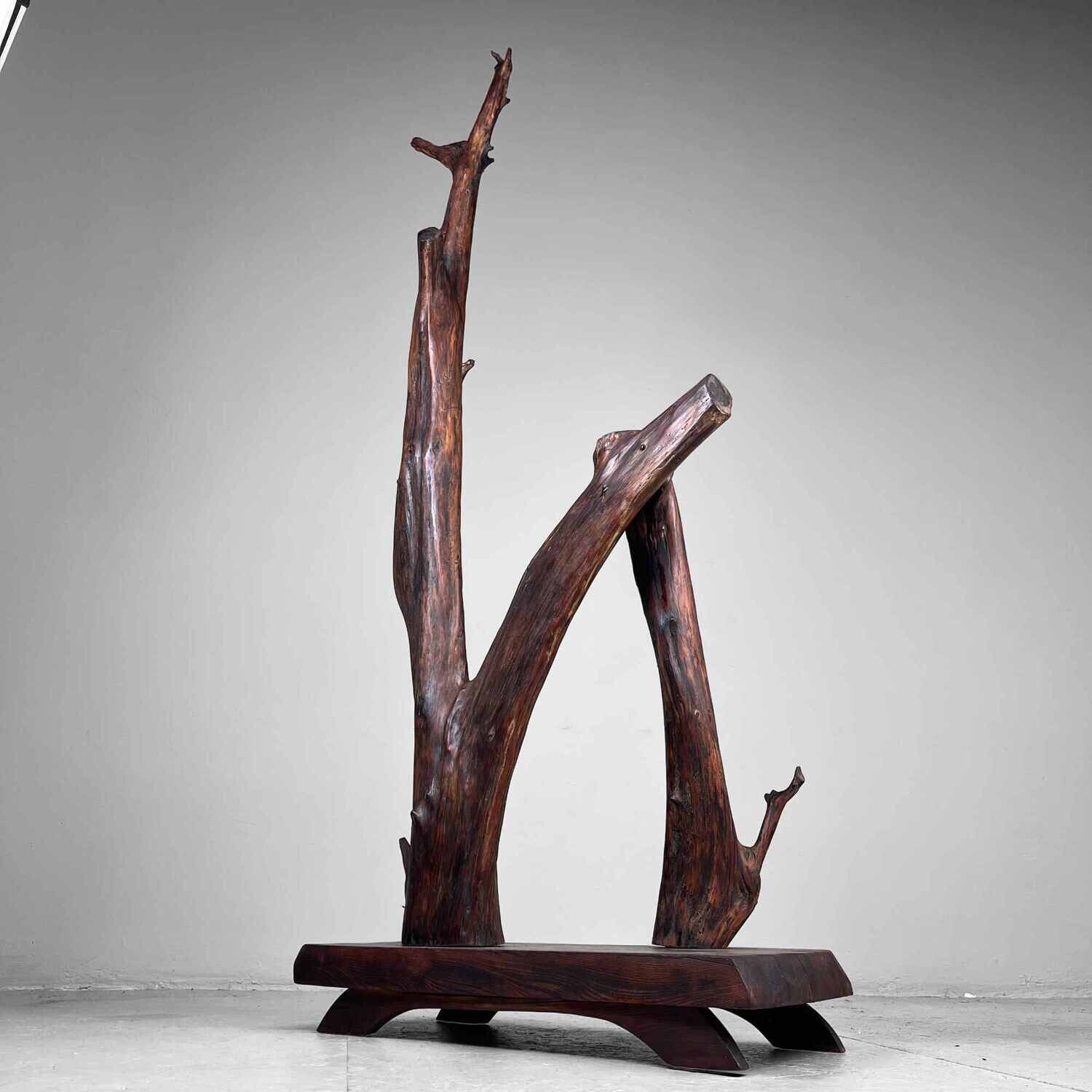 Houten Japanse Wabi Sabi Decoratie, jaren '40.