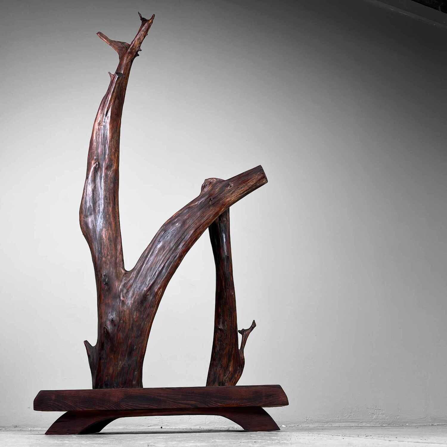 Houten Japanse Wabi Sabi Decoratie, jaren '40.