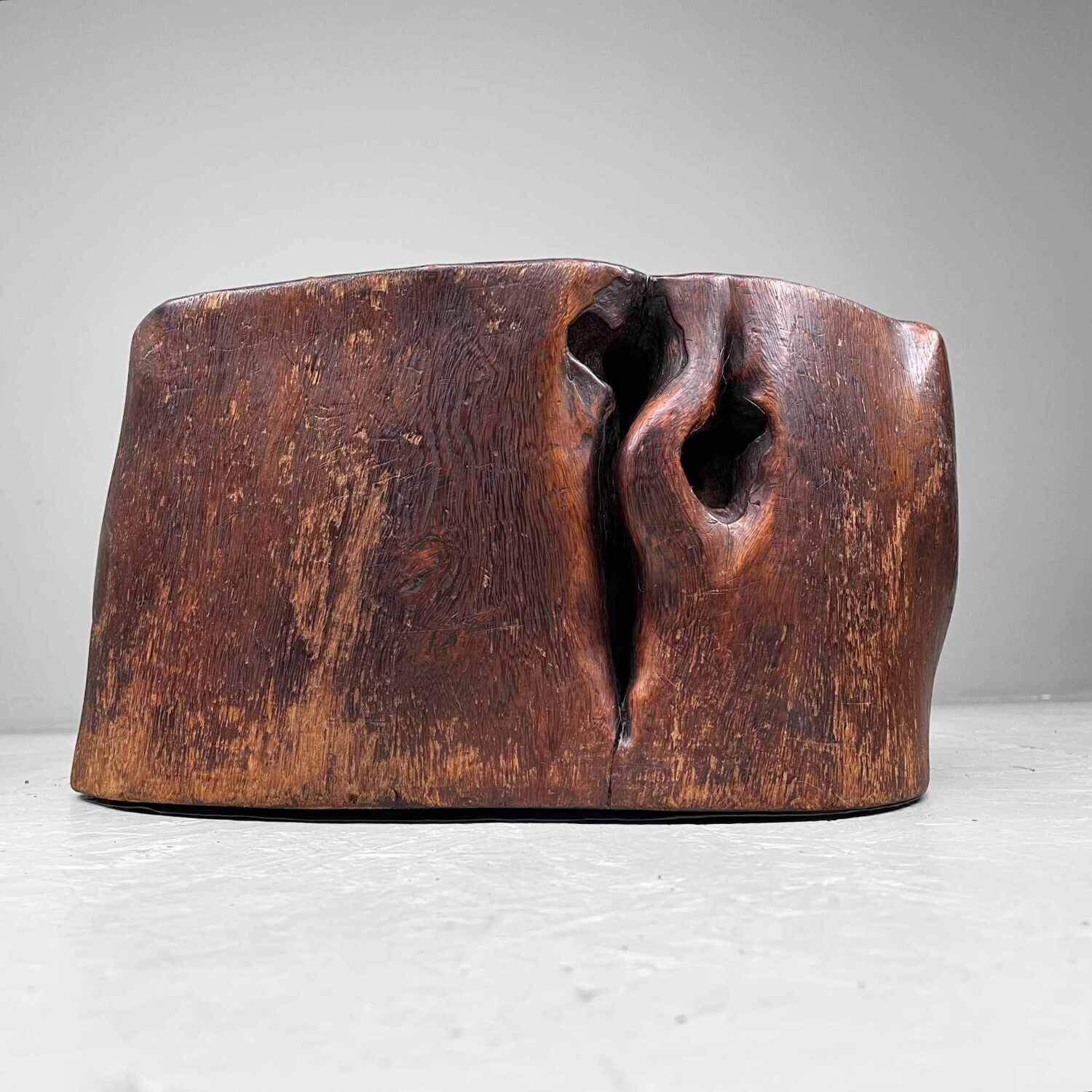 Tree trunk Hibachi - Wood, Copper - Japan - Meiji period (1868-1912)