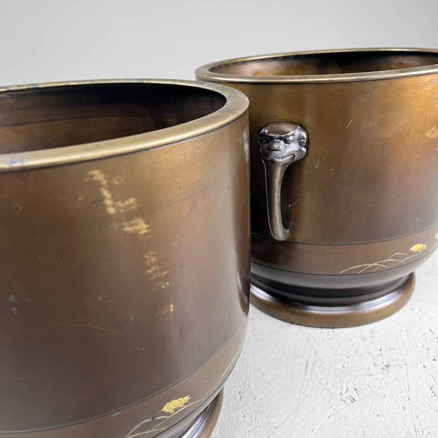 Set Antieke Koperen Hibachi jaren '50 Japan