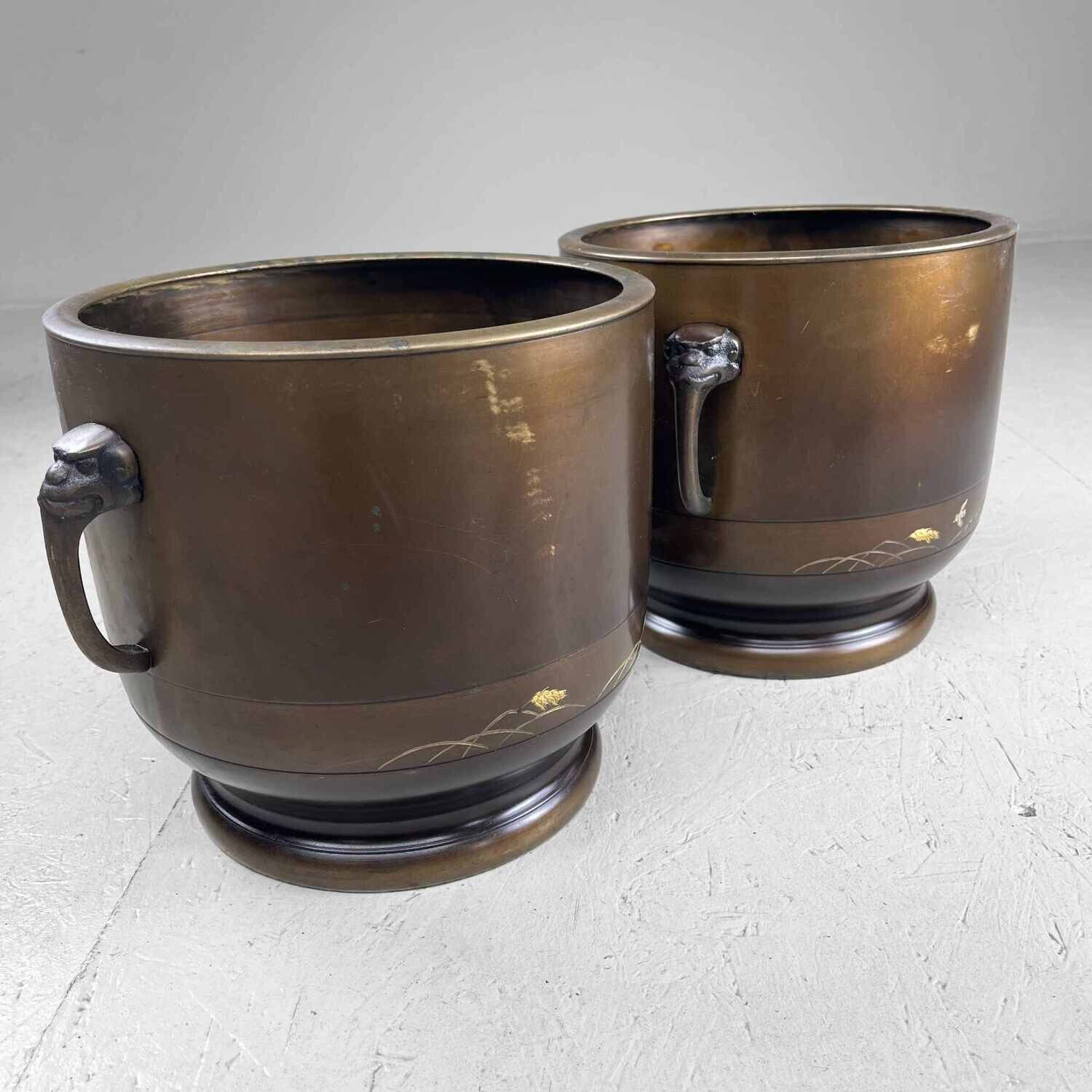 Set Antieke Koperen Hibachi jaren '50 Japan