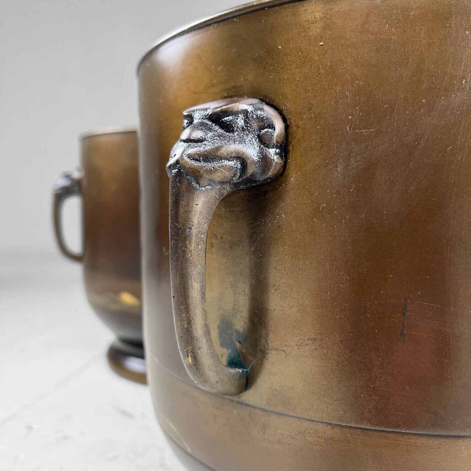 Set Antieke Koperen Hibachi jaren '50 Japan