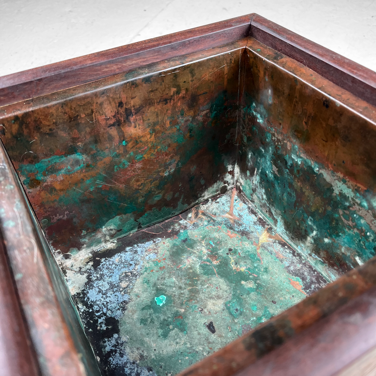 Houten vierkante Hibachi Taishō periode Japan