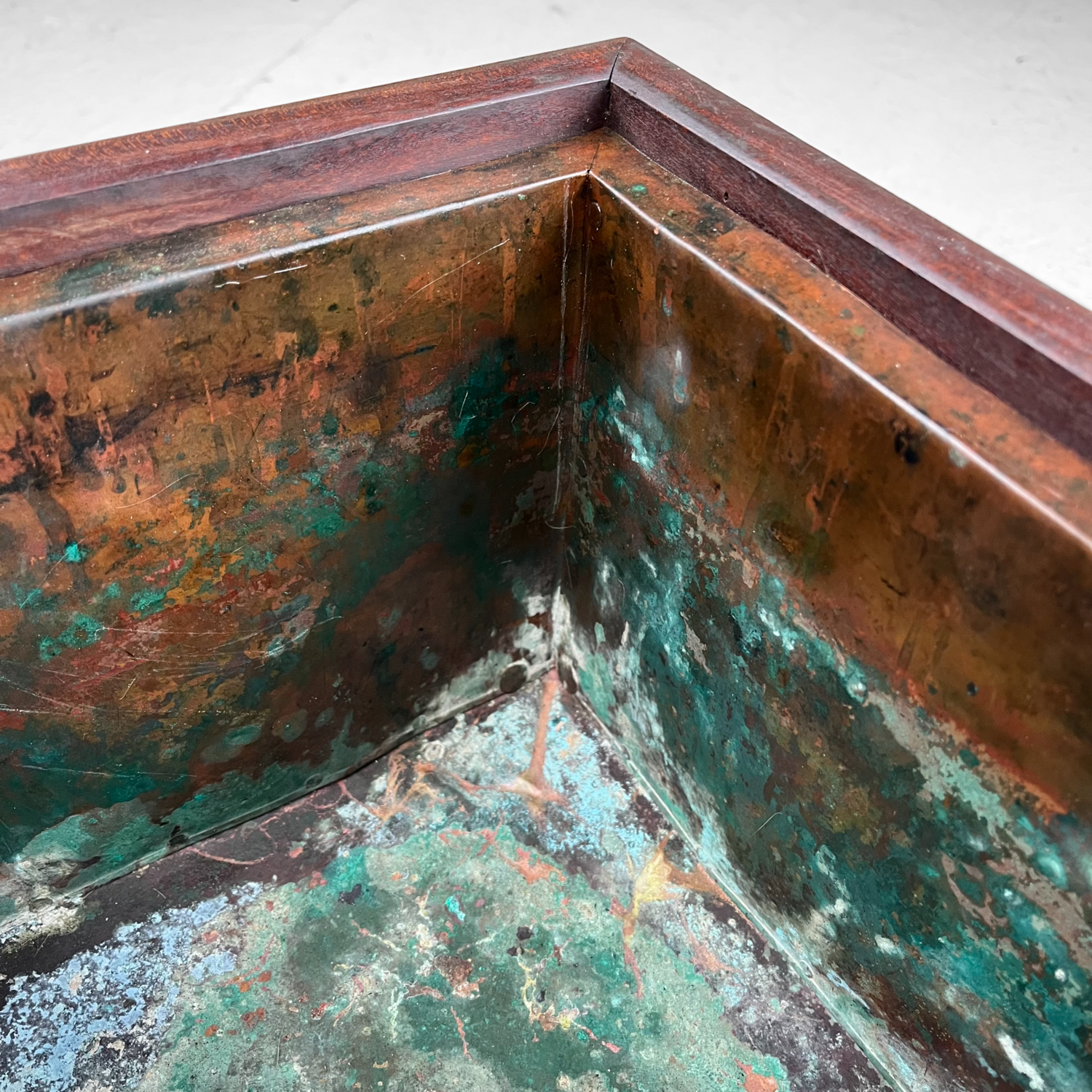 Houten vierkante Hibachi Taishō periode Japan