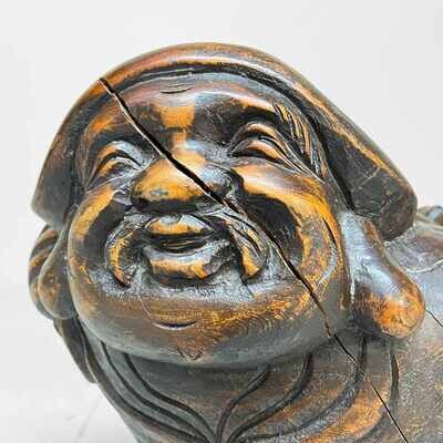 Houten sculptuur Hotei Boeddha 布袋 Japan