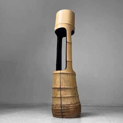 Vintage Bamboo Ikebana "ni-ju-giri" Vase, Circa 1950s, Japan