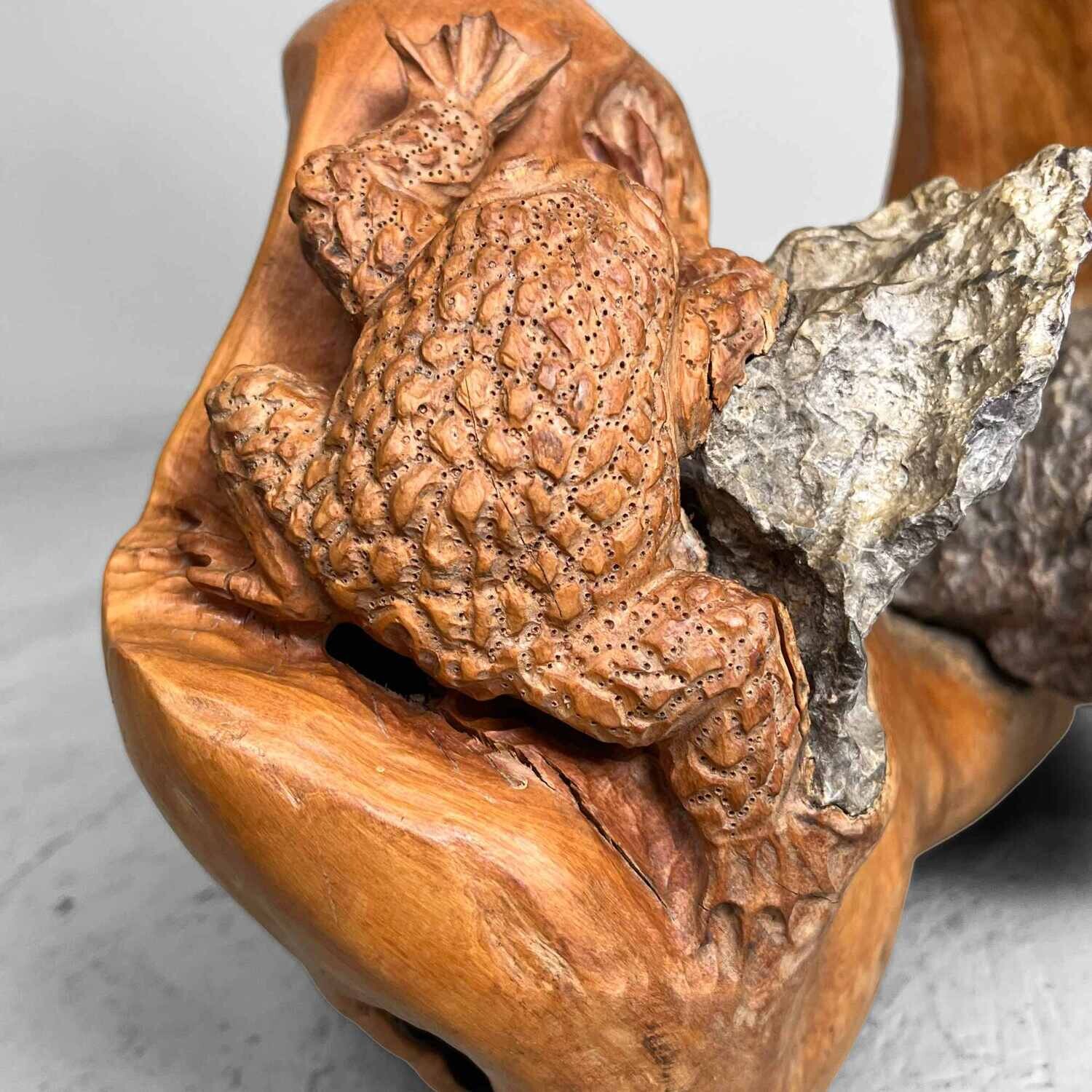 Japanese sculpted Burl Root Wood years Meiji Era