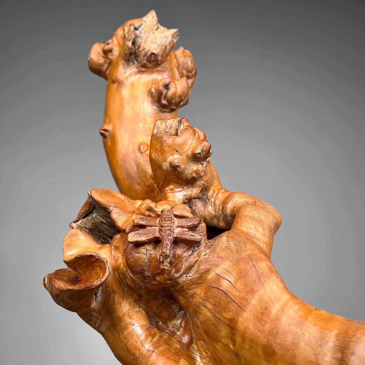 Japanese sculpted Burl Root Wood years Meiji Era