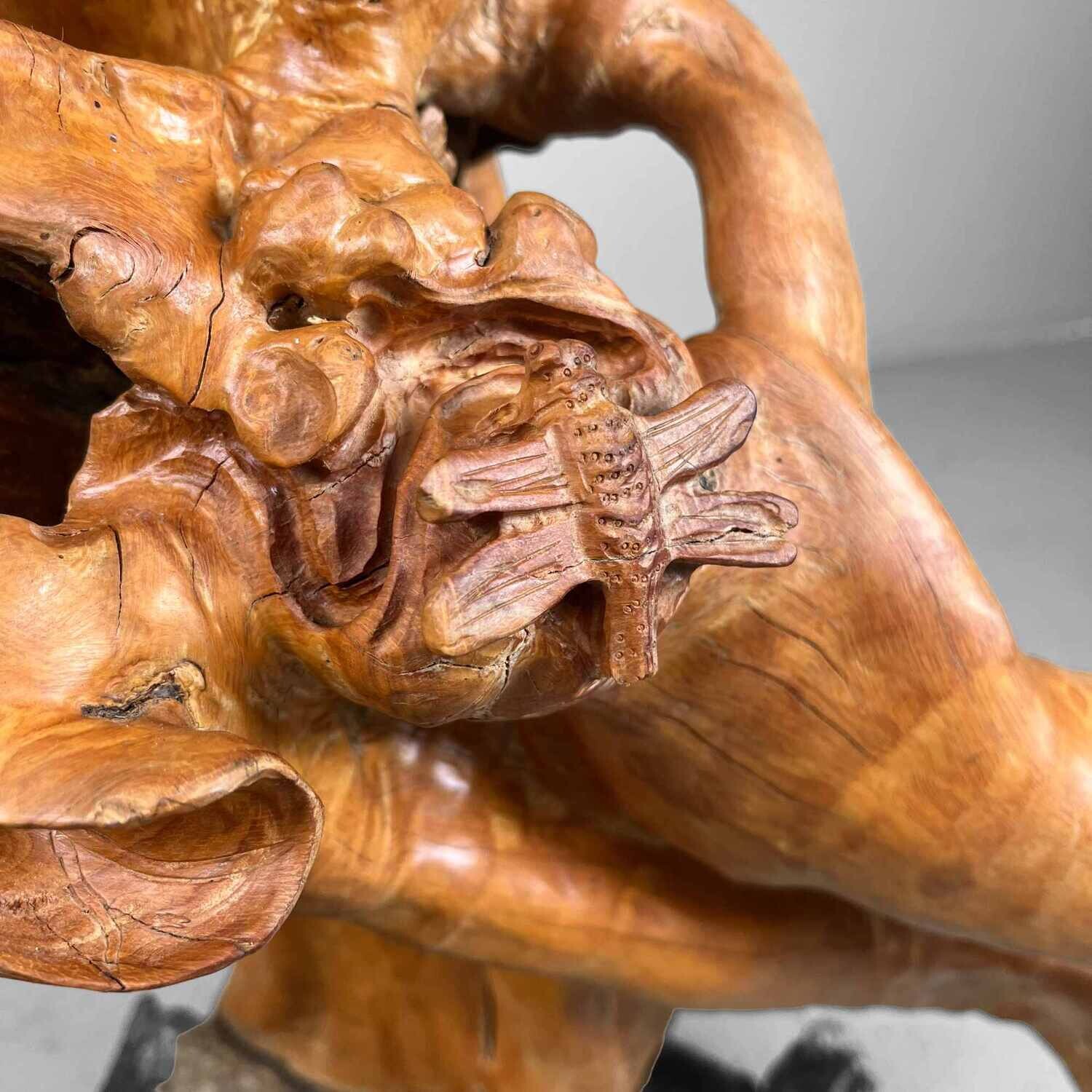 Japanese sculpted Burl Root Wood years Meiji Era