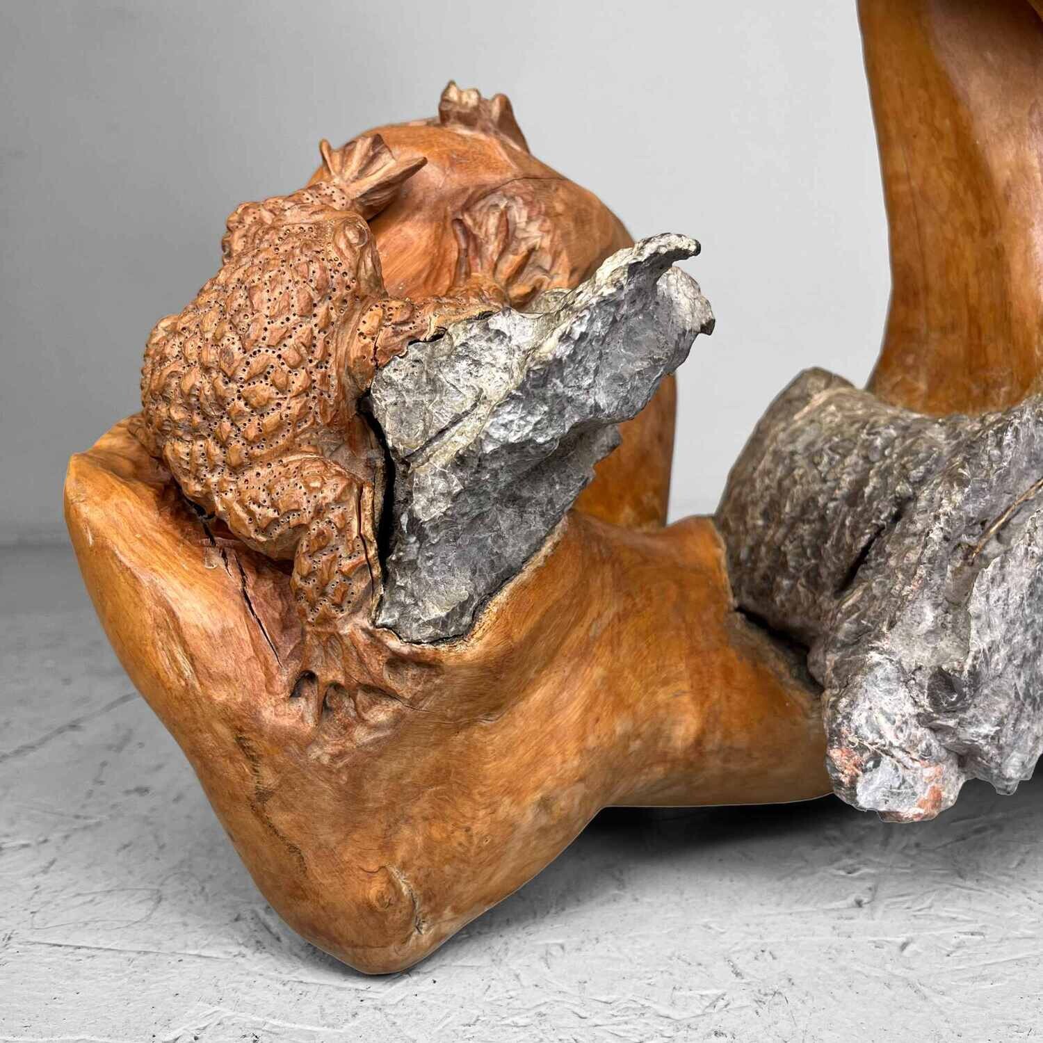 Japanese sculpted Burl Root Wood years Meiji Era