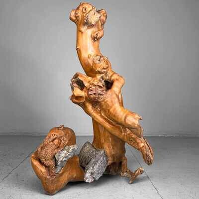 Japanese sculpted Burl Root Wood years Meiji Era