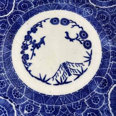 Imari Ware Sometsuke Blue and White Porcelain Plate Japan.
