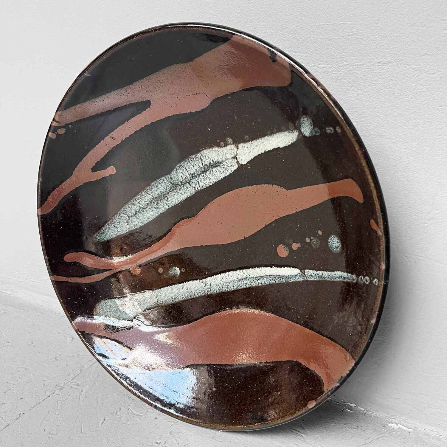 Vintage Glazed Earthenware Dish Japan, 1960s