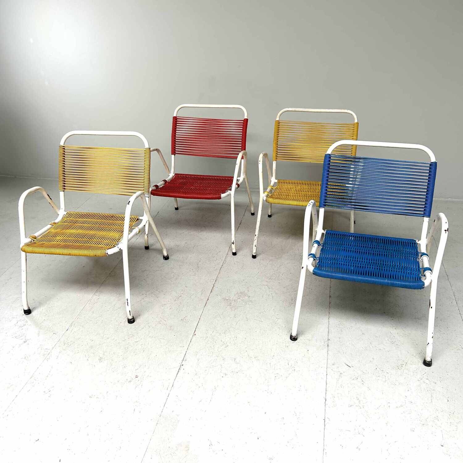 Set Vintage Scoubidou stoelen jaren '60