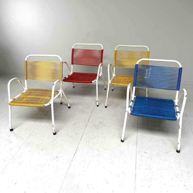 Set of 4 'Vintage Scoubidou' chairs 1960s