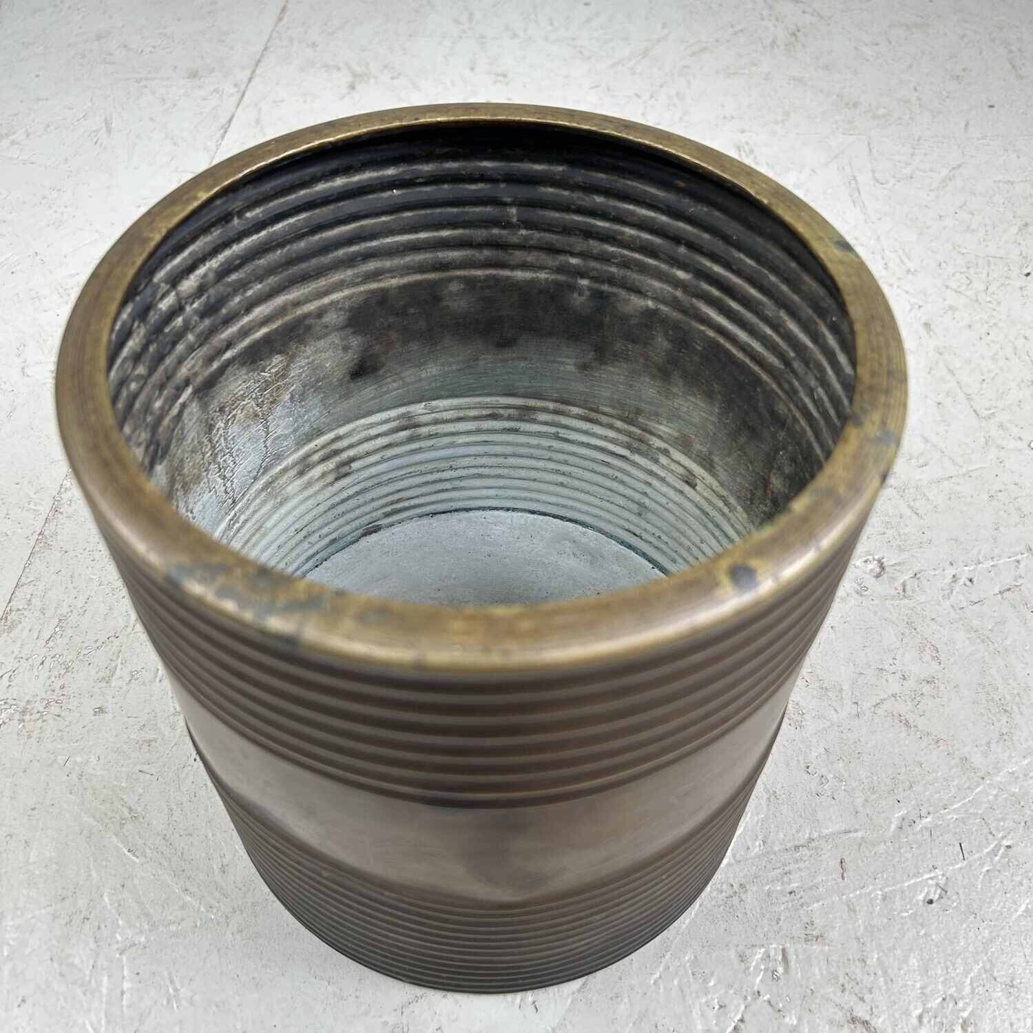 Copper Hibachi with palm/bird decoration, Taishō era (1920s).