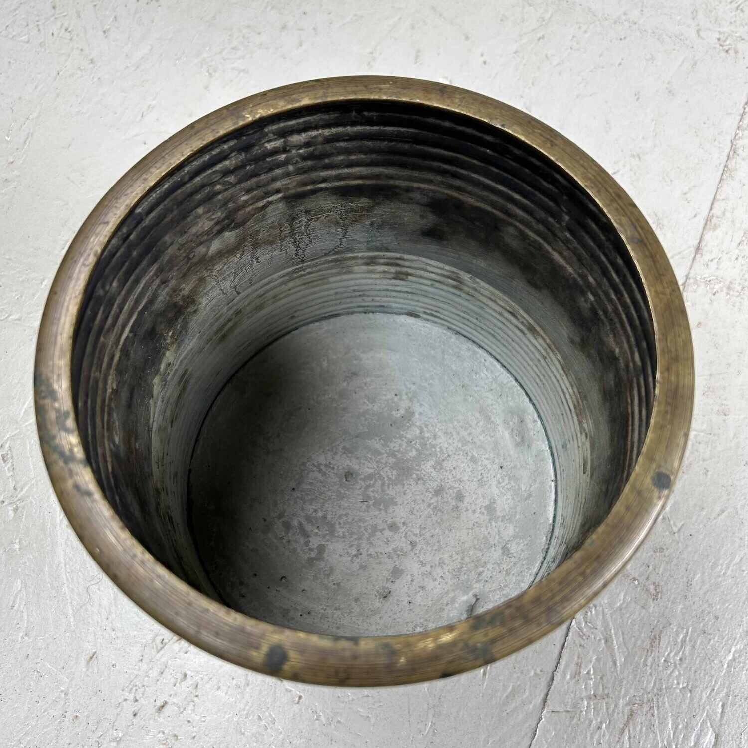 Copper Hibachi with palm/bird decoration, Taishō era (1920s).