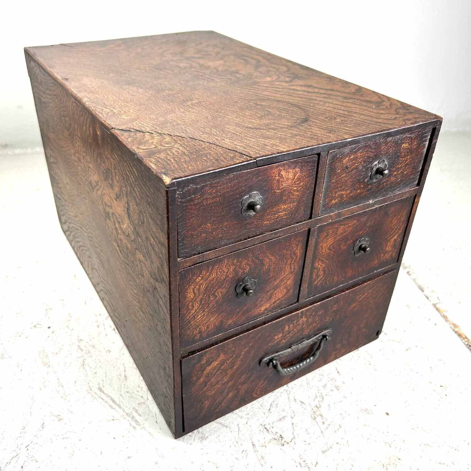 Antique Haribako Tansu Japanese Cabinet 針 箱 from the Meiji period.