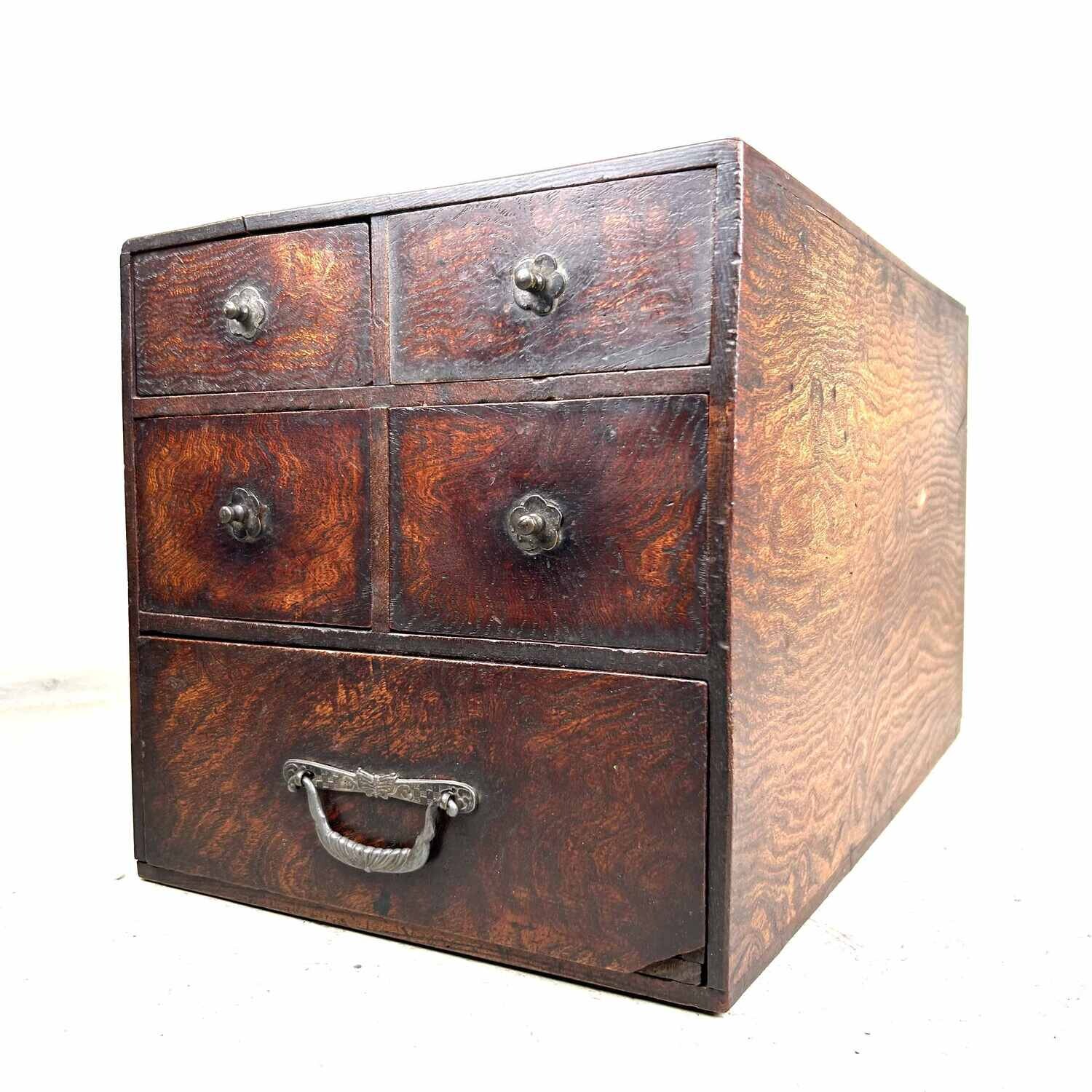 Antique Haribako Tansu Japanese Cabinet 針 箱 from the Meiji period.